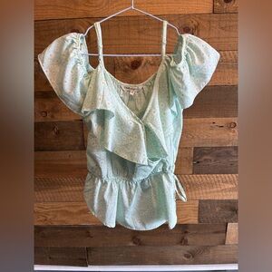 Indulge Light Green Floral Blouse